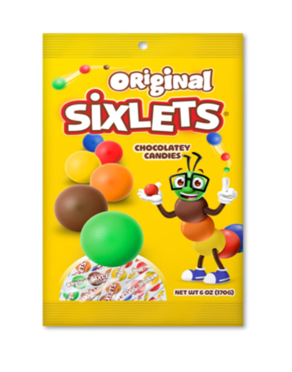 Sixlets close-up of candy shell and chocolatey center displaying texture and bite satisfaction