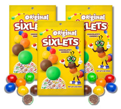 Sixlets portioned into small favor bags showing brand convenience for events