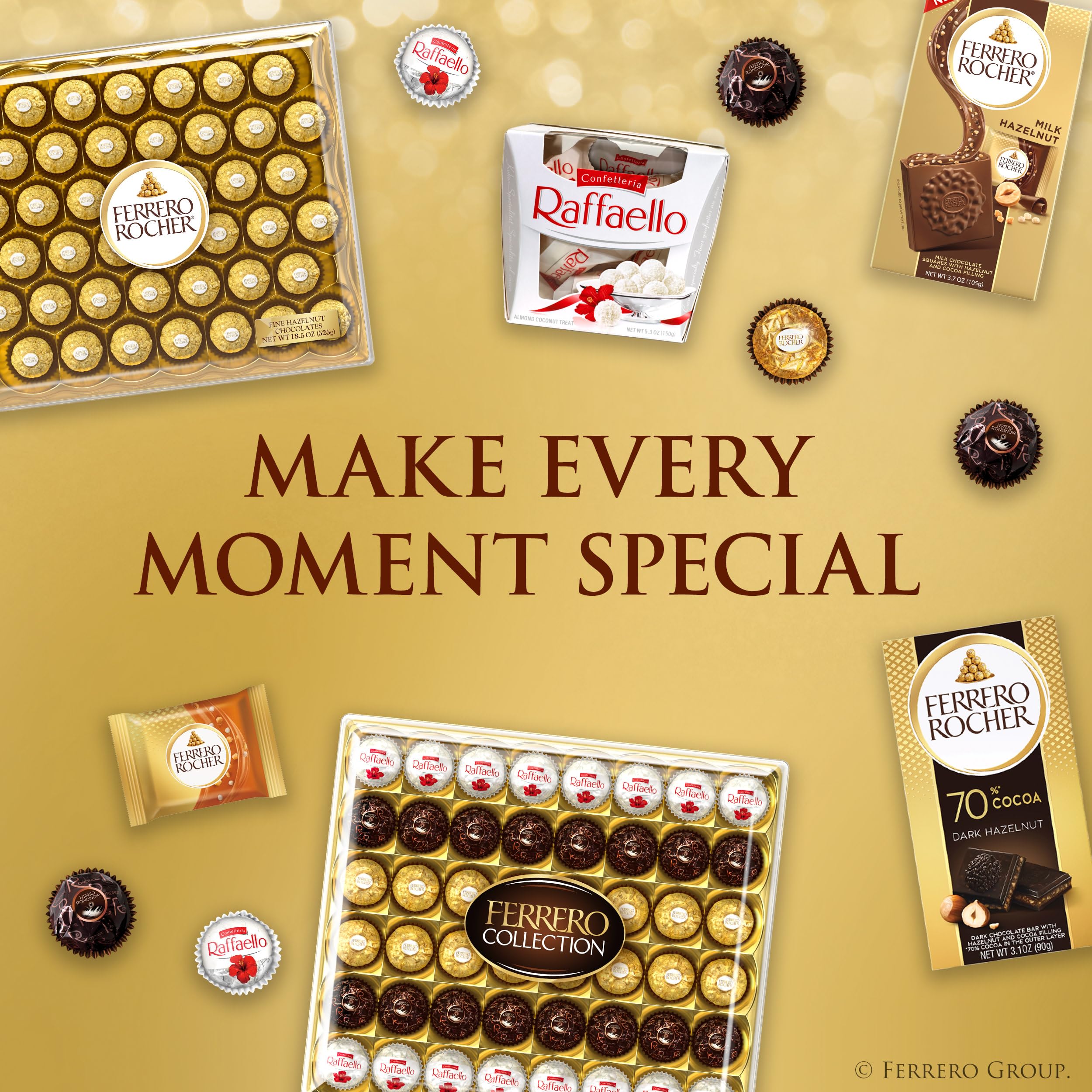 Ferrero Collection next to coffee cup demonstrating compact size and sharing portion