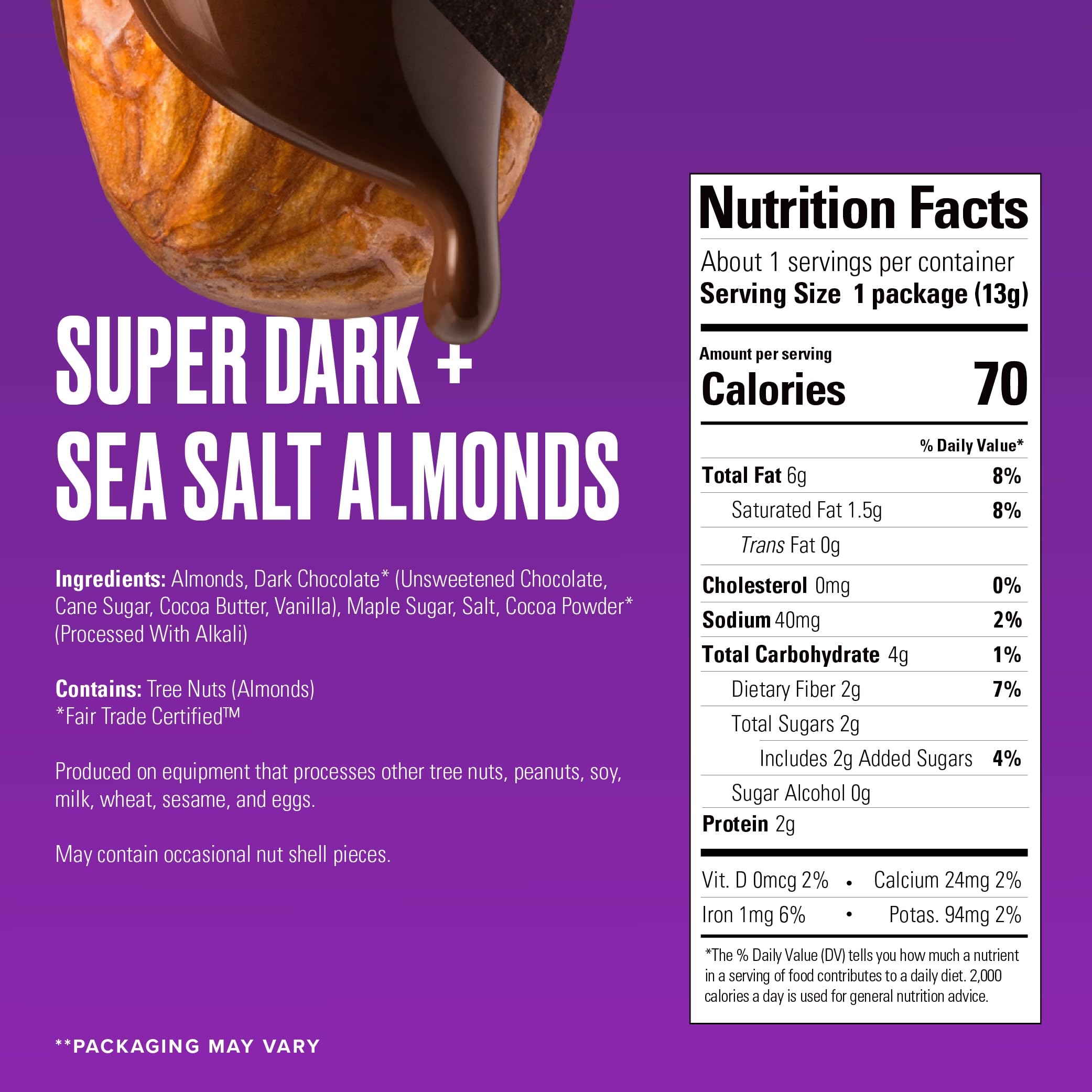 SKINNYDIPPED ingredient label close-up showing non-GMO and gluten-free transparency