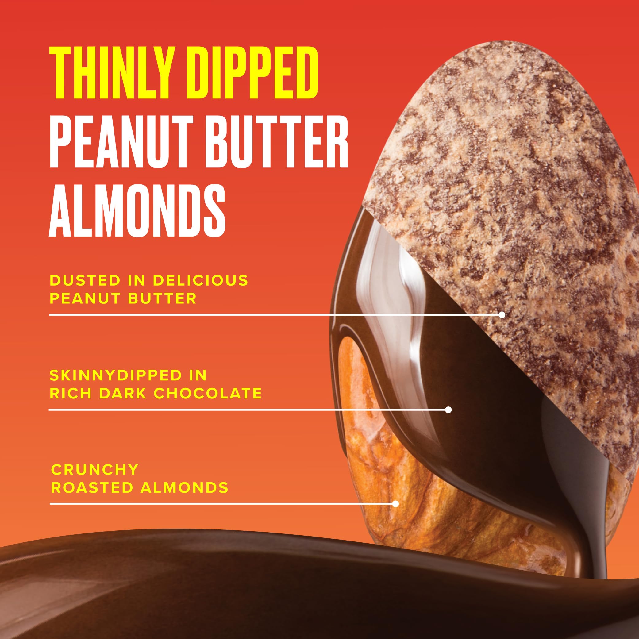 SKINNYDIPPED portion size comparison with hand to show single-serve convenience