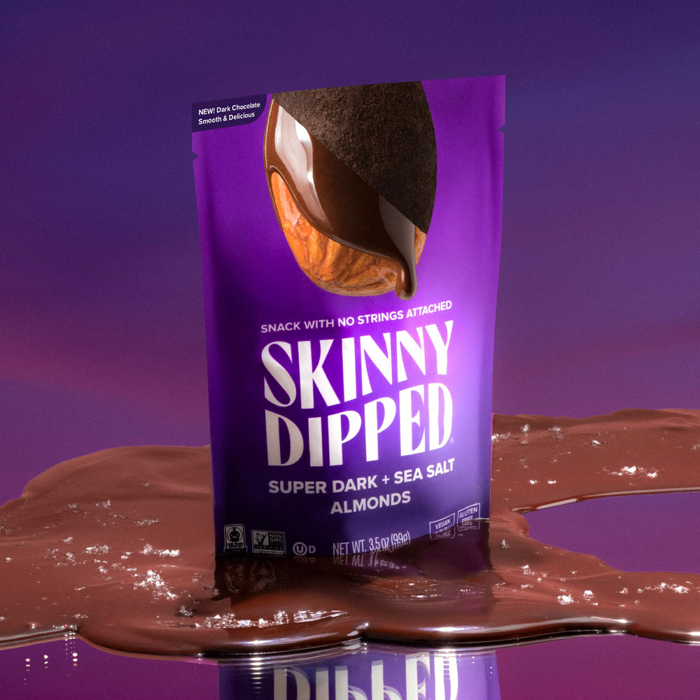 SKINNYDIPPED portion size comparison with hand for scale and portion-control benefit