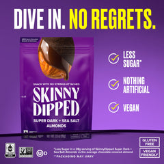 SKINNYDIPPED almond crunch texture shot showing crisp roasted nuts for satisfying bite
