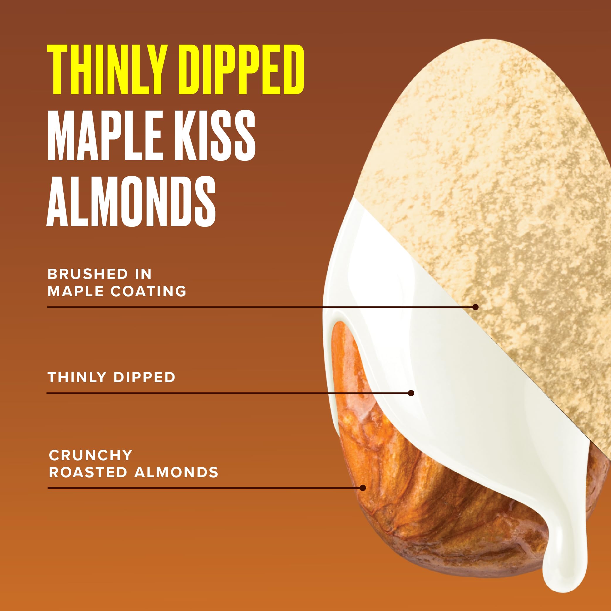 SKINNYDIPPED spread of almonds displaying crunchy texture and whole-nut quality
