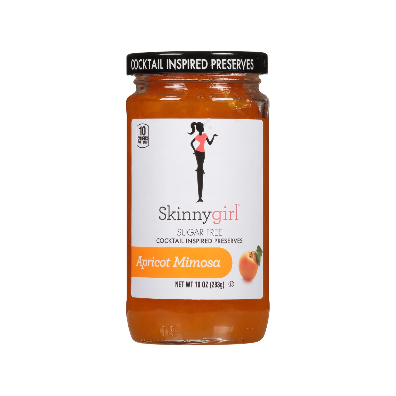 Skinnygirl Apricot Mimosa jar with spoon showing spreadable consistency benefit