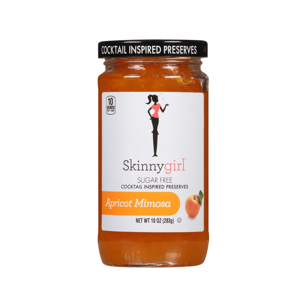 Skinnygirl Apricot Mimosa jar with spoon showing spreadable consistency benefit