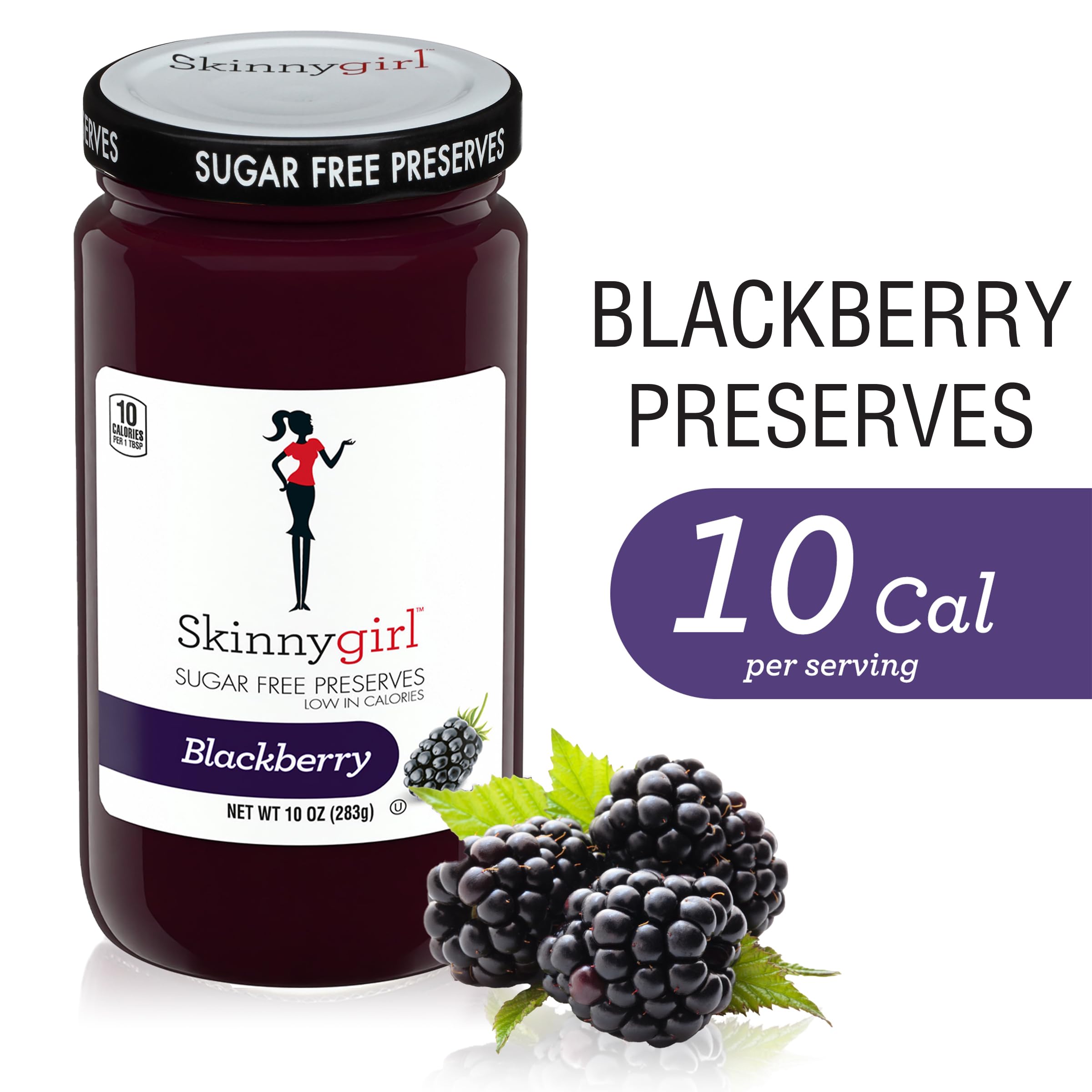Skinnygirl jar open with spoonful of preserves showing spreadability benefit