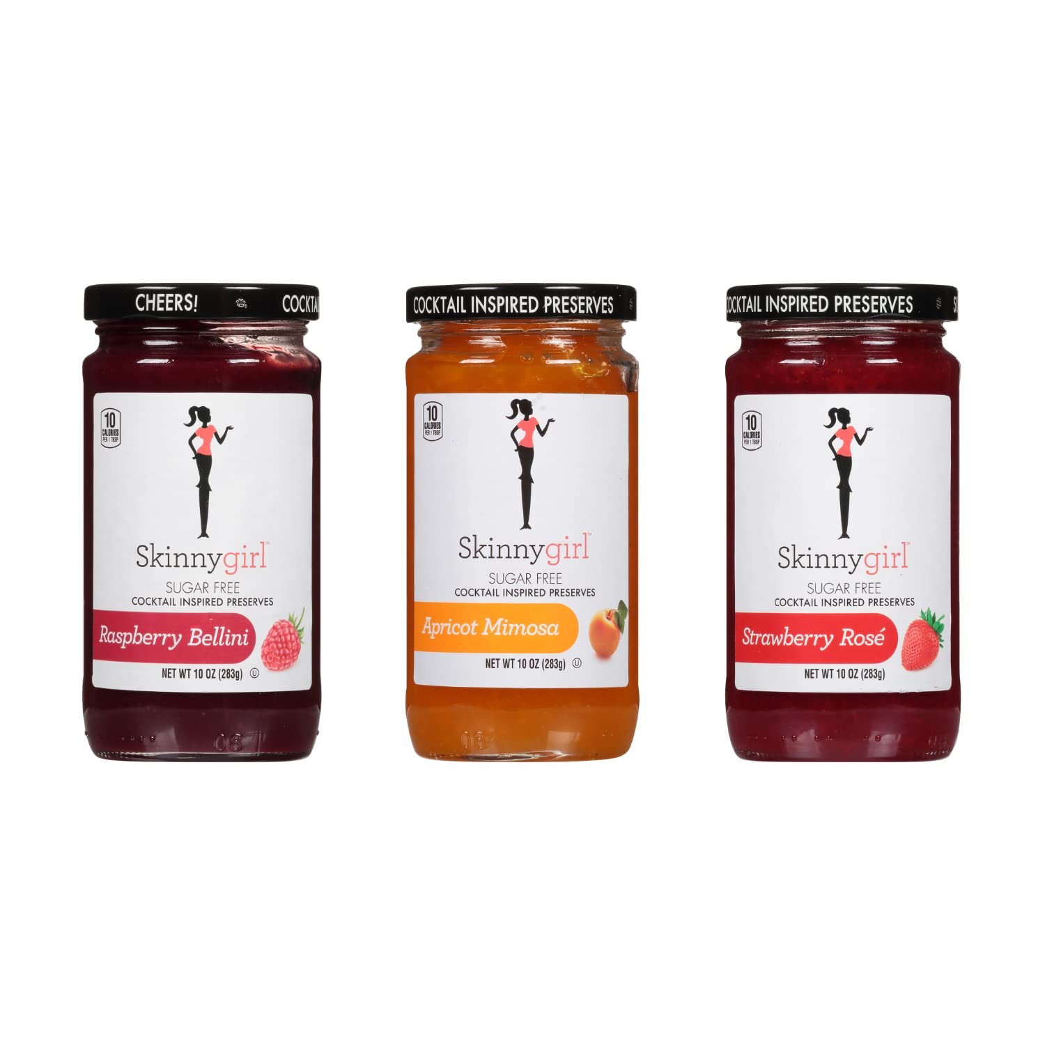 Skinnygirl front packaging showing three jars and flavor variety benefit