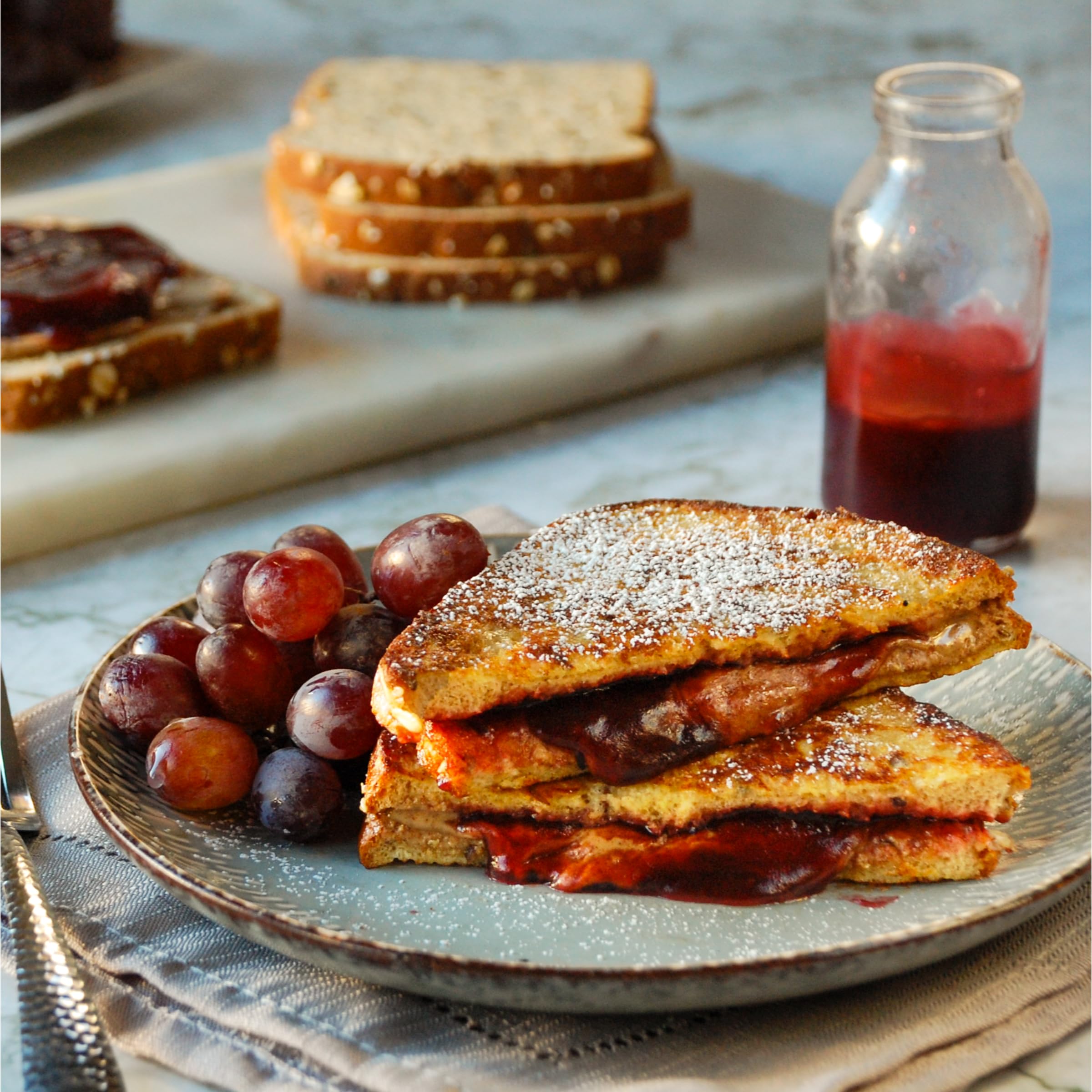 Skinnygirl grape spread used as a glaze on roasted vegetables showing savory versatility