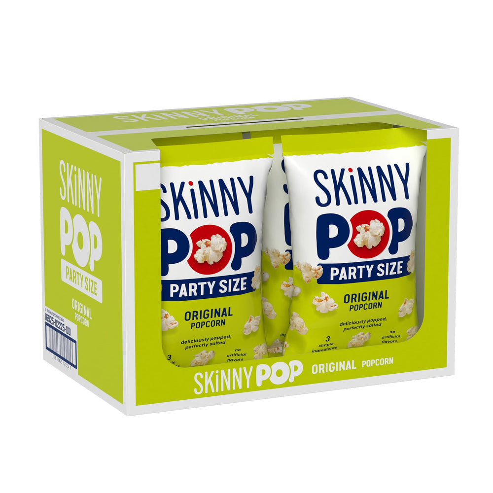 SkinnyPop front packaging showing 8oz family bag and brand logo for clarity