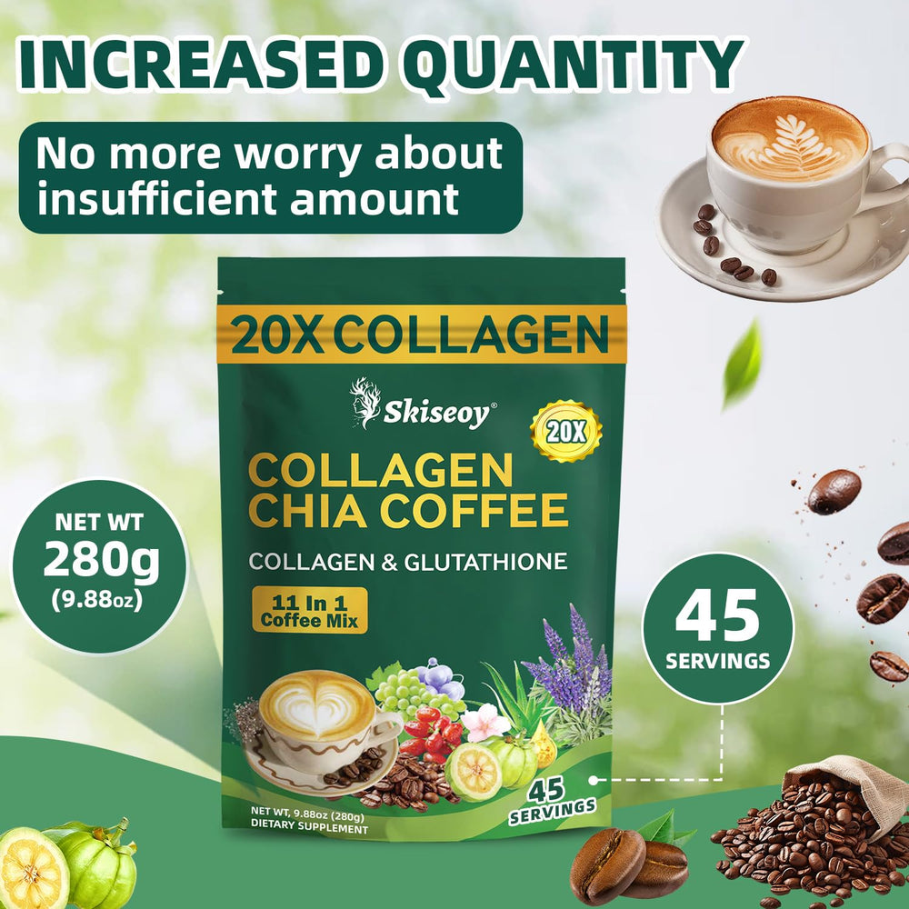 Skiseoy ingredient label close-up showing collagen and chia contents