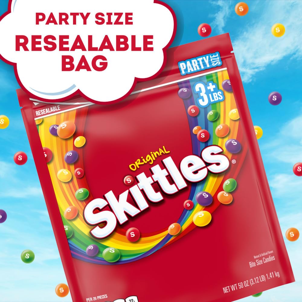 Skittles in a clear bowl for display, brand adds instant color to events