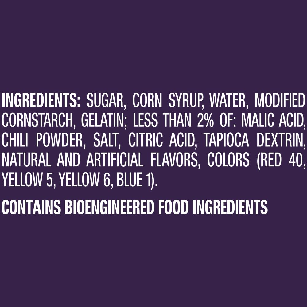 SKITTLES Fuego label close-up showing ingredients and nutrition transparency benefit