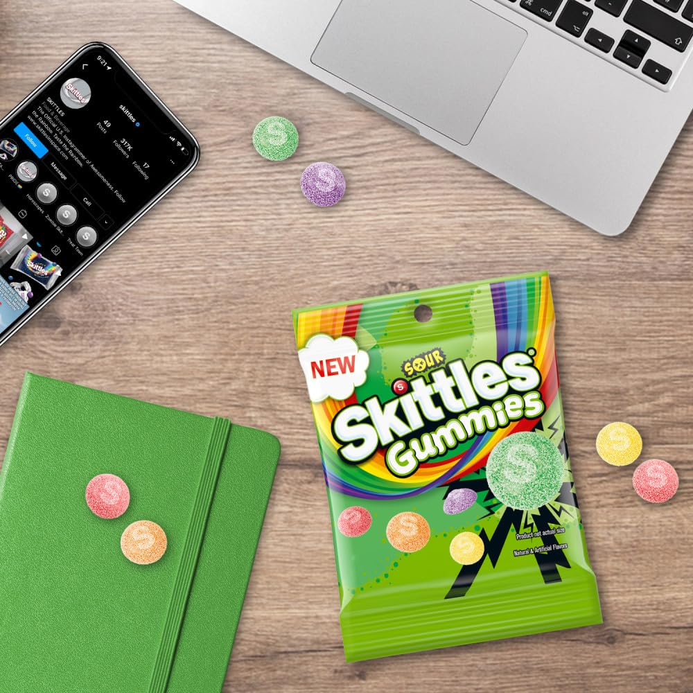Skittles handheld portion demonstrating single‑serve bag practical on‑the‑go snack