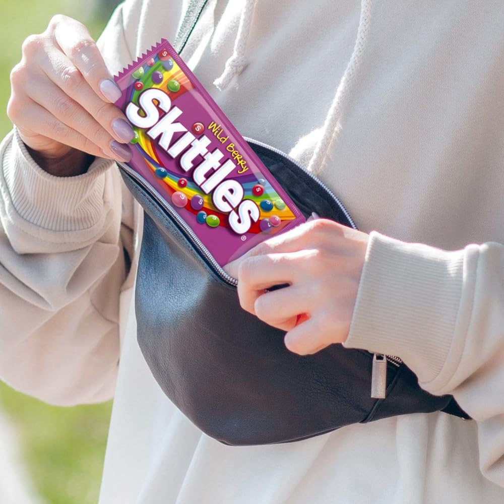 Skittles Starburst chewy piece displayed to show chewiness and flavor