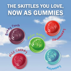 Close-up of Skittles Wild Berry gummy texture showing soft chewability benefit