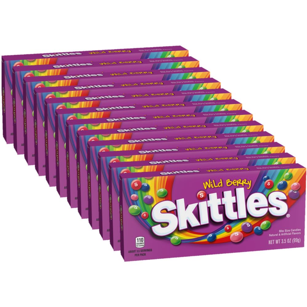 Skittles Wild Berry front packaging showing theater box and pouches for easy sharing