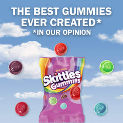 Individually wrapped Skittles Wild Berry piece highlighting portable freshness