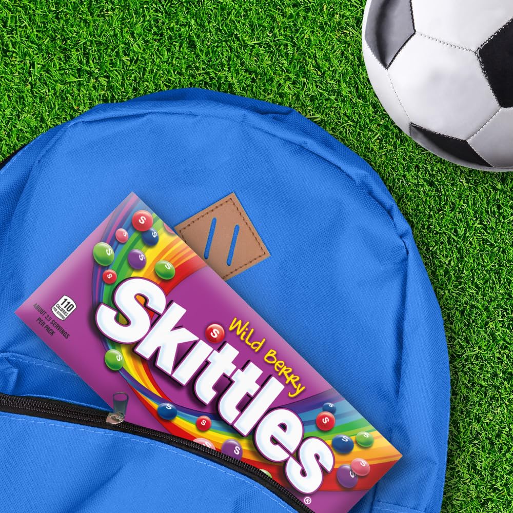 Skittles Wild Berry label and nutrition panel clear for ingredient and allergy reference
