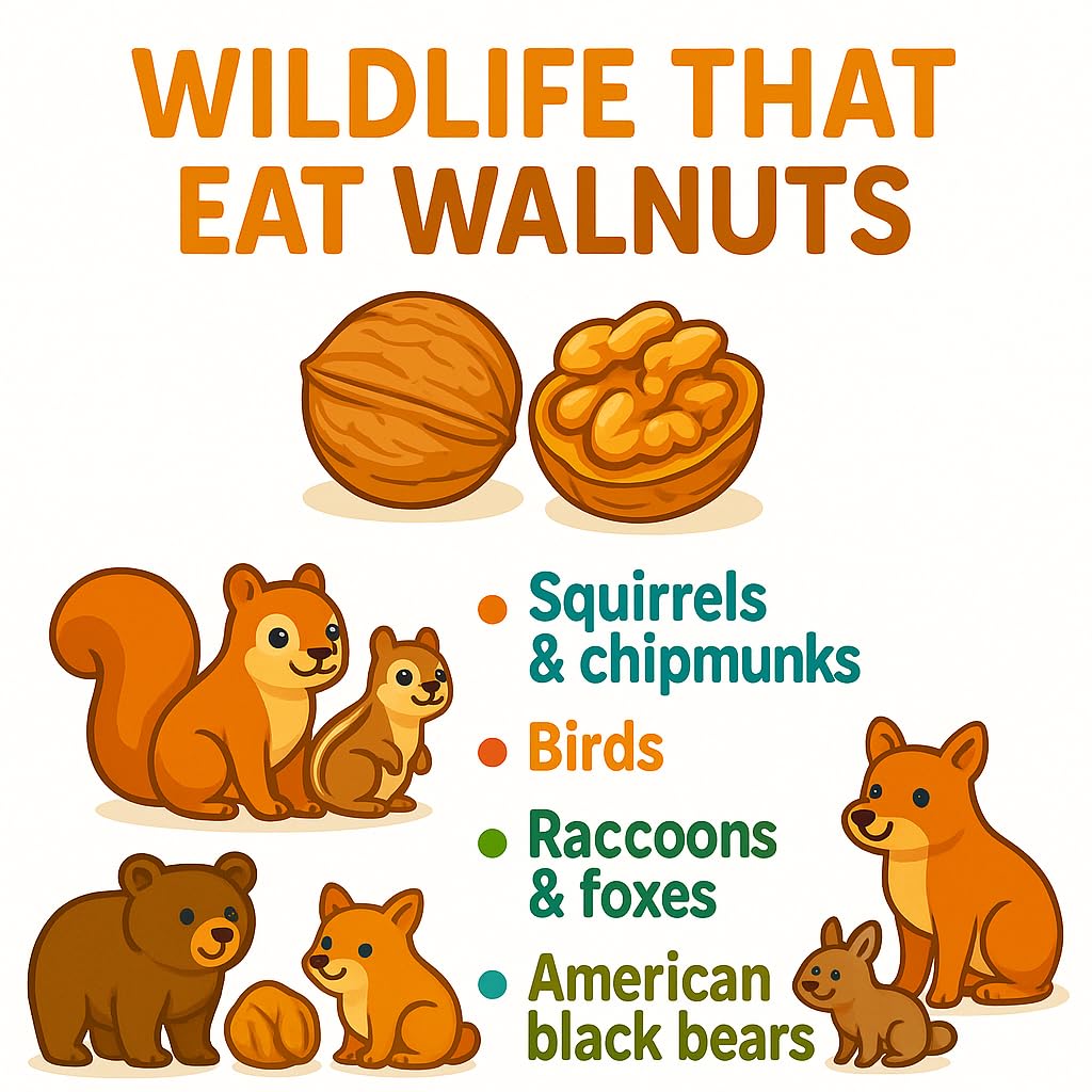 Sky Ecommerce walnuts in a backyard feeder attracting squirrels, shows wildlife feeding use