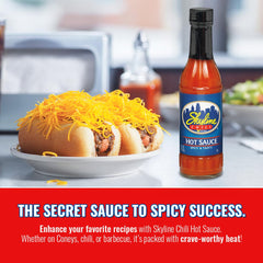 Close-up drop of Skyline Chili sauce showing rich texture and spice clarity