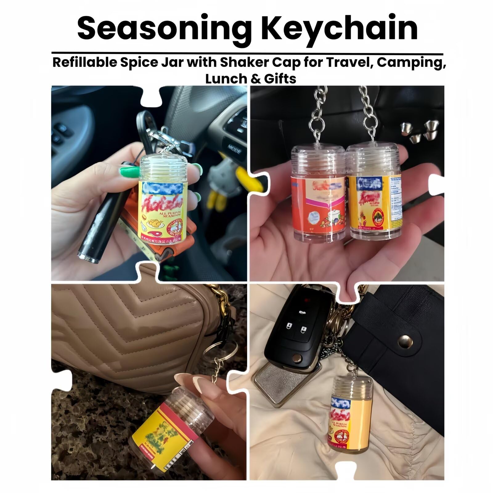 Generic Slap Ya Mama bottle clipped to backpack showing portability benefit