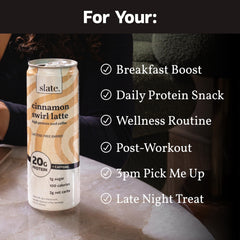 Slate nutrition label detail showing protein and caffeine content benefit