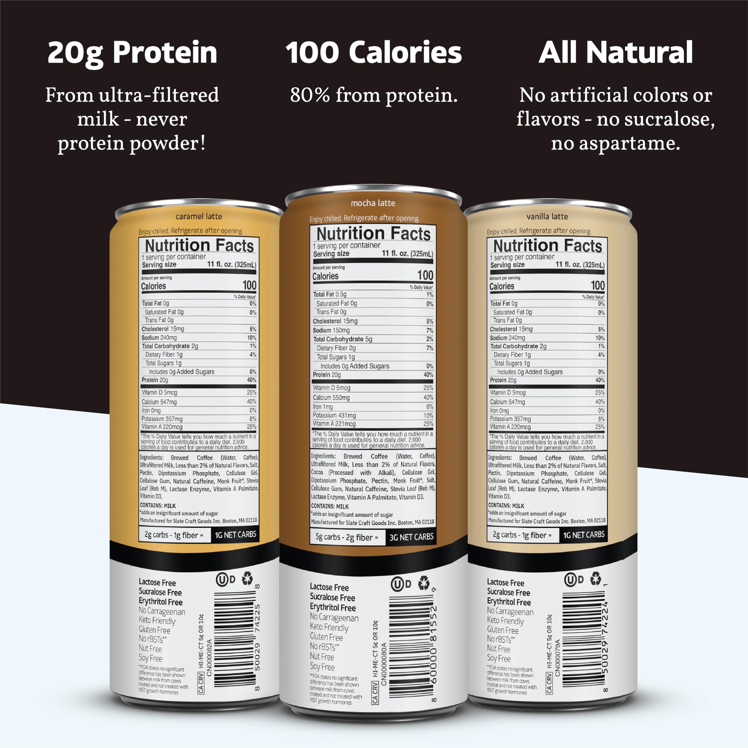 Slate hand holding a can for size comparison, easy-to-carry energy and protein