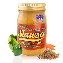Slawsa front jar label showing brand and clean ingredients benefit