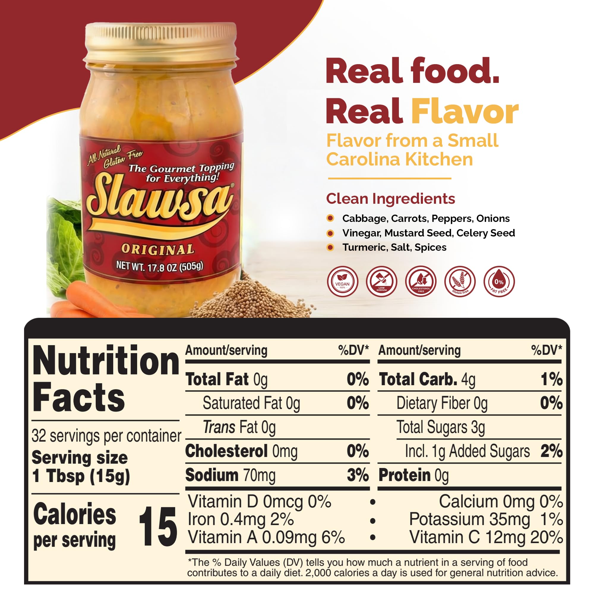 Slawsa spooned atop a hot dog showing flavor boost benefit