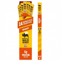 Slim Jim front packaging showing Buffalo Wild Wings flavor and 24-count convenience