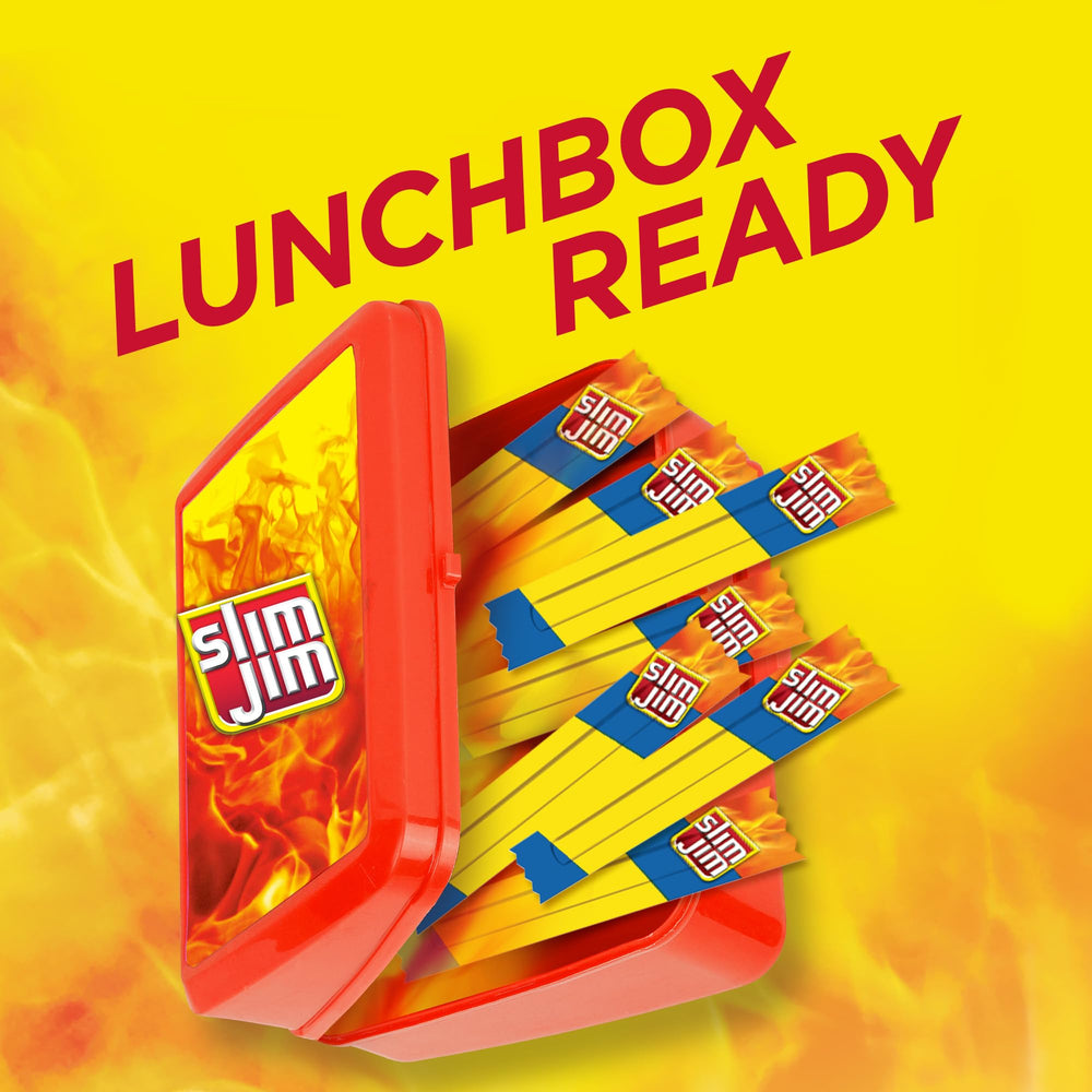 Slim Jim sticks inside a lunchbox offering quick protein snack