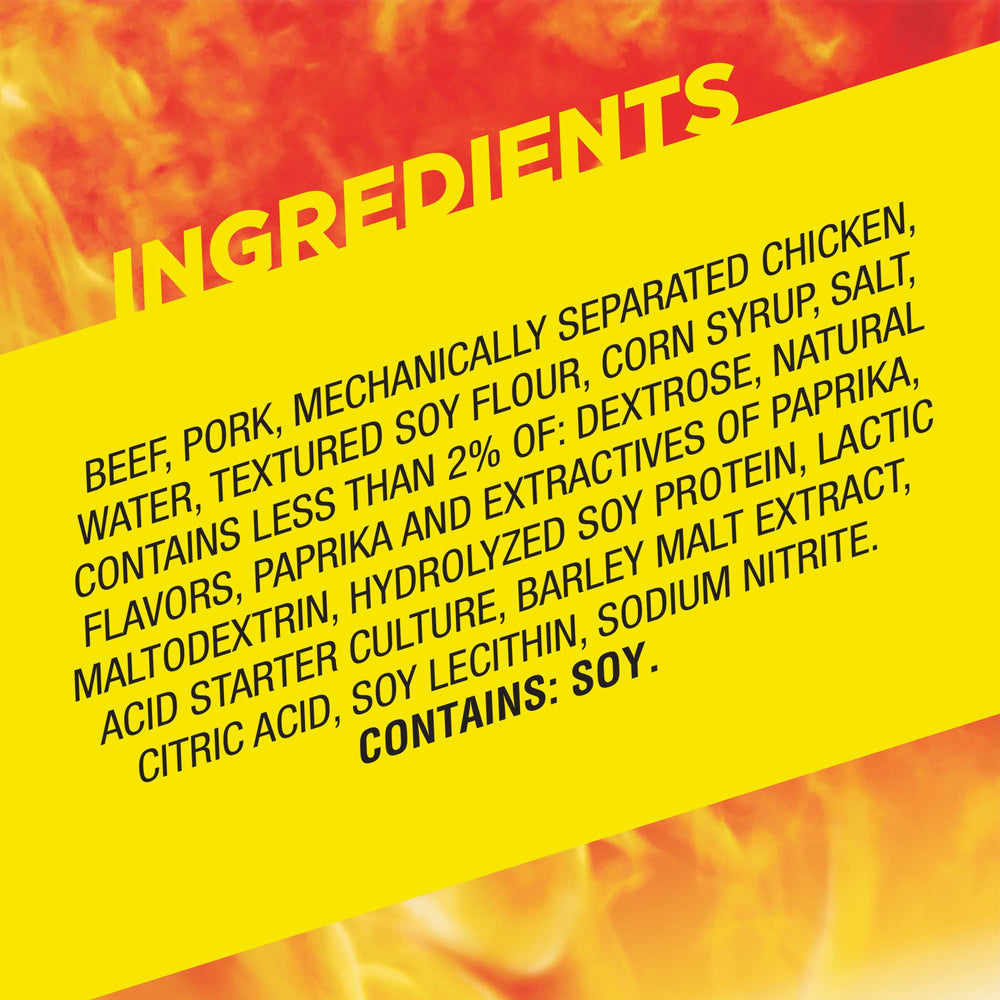 Slim Jim nutrition label and ingredients close-up for transparency