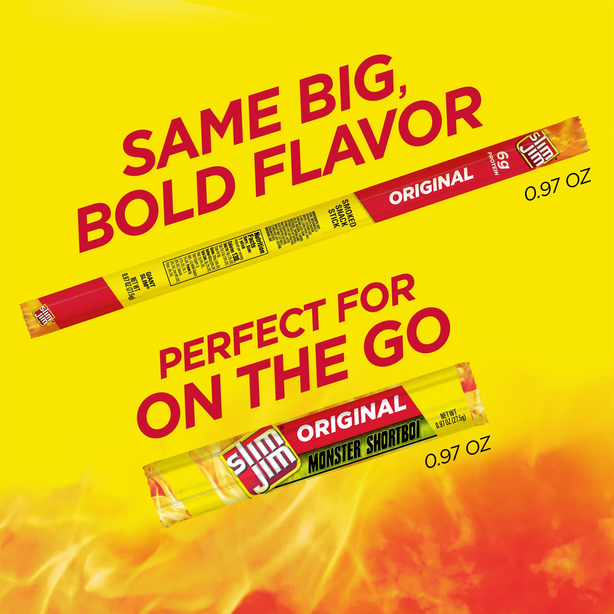 Slim Jim individually wrapped Shortboi stick ready for on-the-go snacking