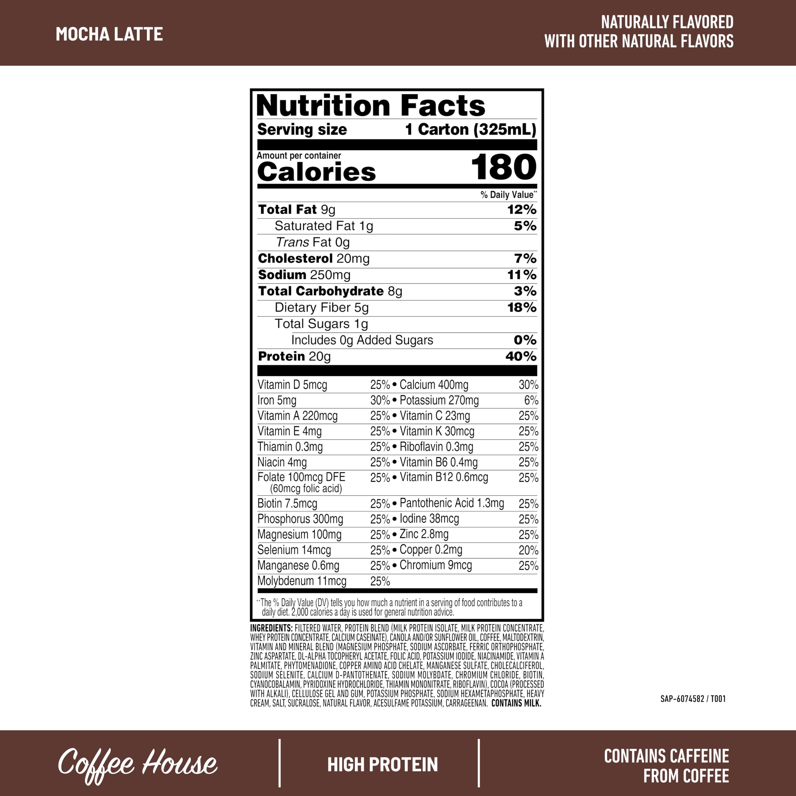 SlimFast close-up of bottle label highlighting flavor and protein
