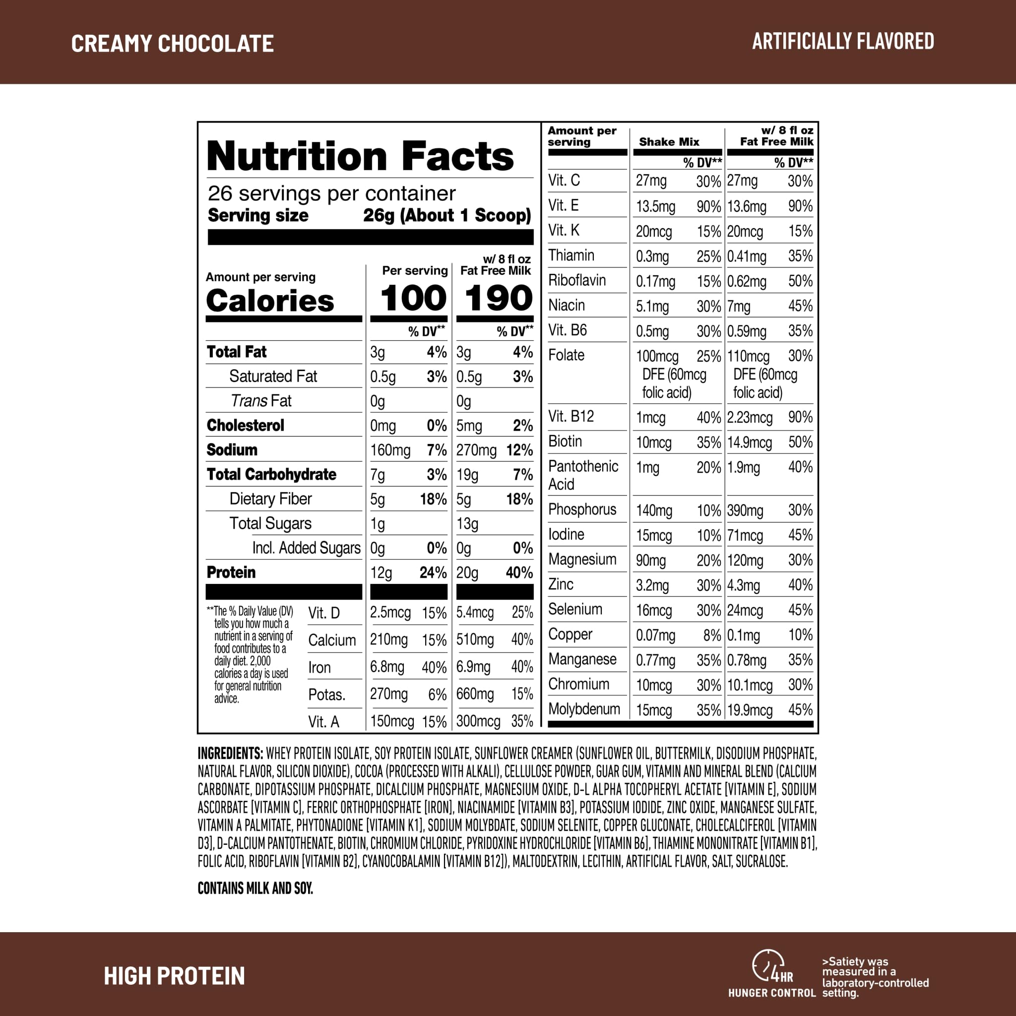 Glass of prepared SlimFast shake demonstrating creamy texture and quick nourishment