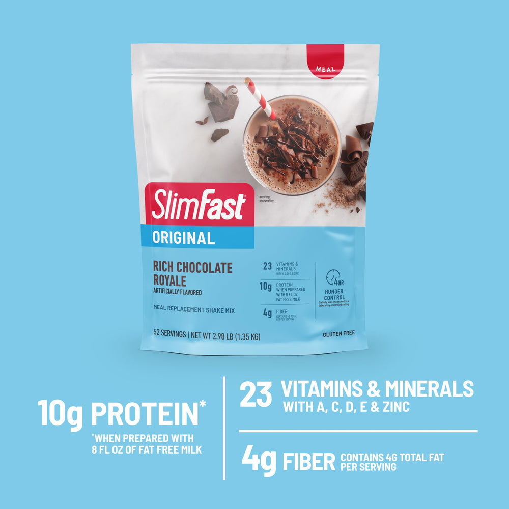 SlimFast nutrition label close-up, highlighting 23 vitamins and minerals
