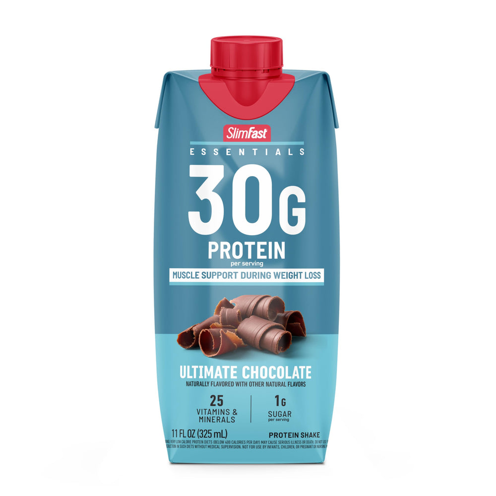 SlimFast bottle served with fruit showing a balanced breakfast option
