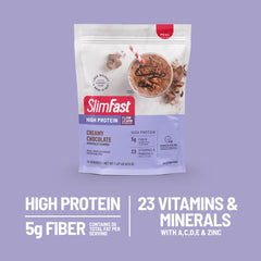 Measuring scoop with SlimFast powder showing portion control and convenience