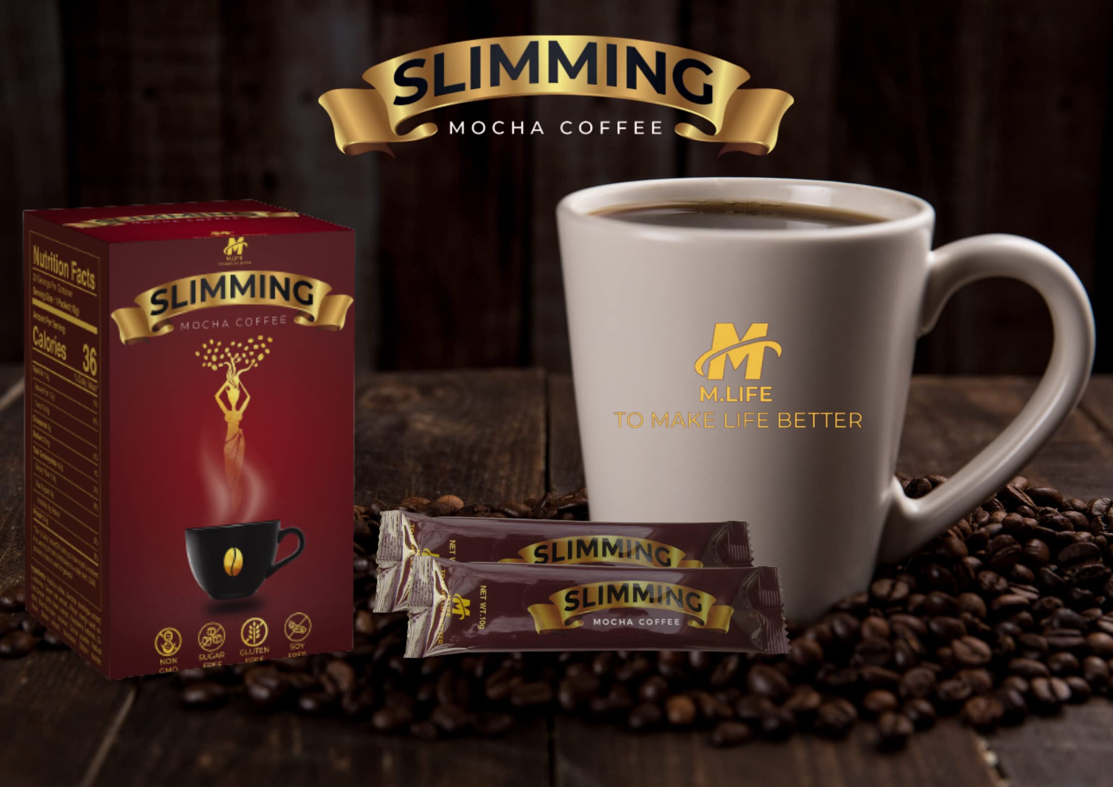 Generic Slimming Mocha Coffee back packaging with preparation and usage directions