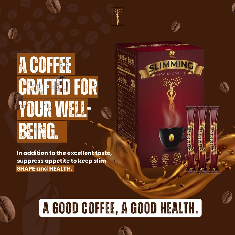 Generic Slimming Mocha Coffee size comparison with cup to show serving scale