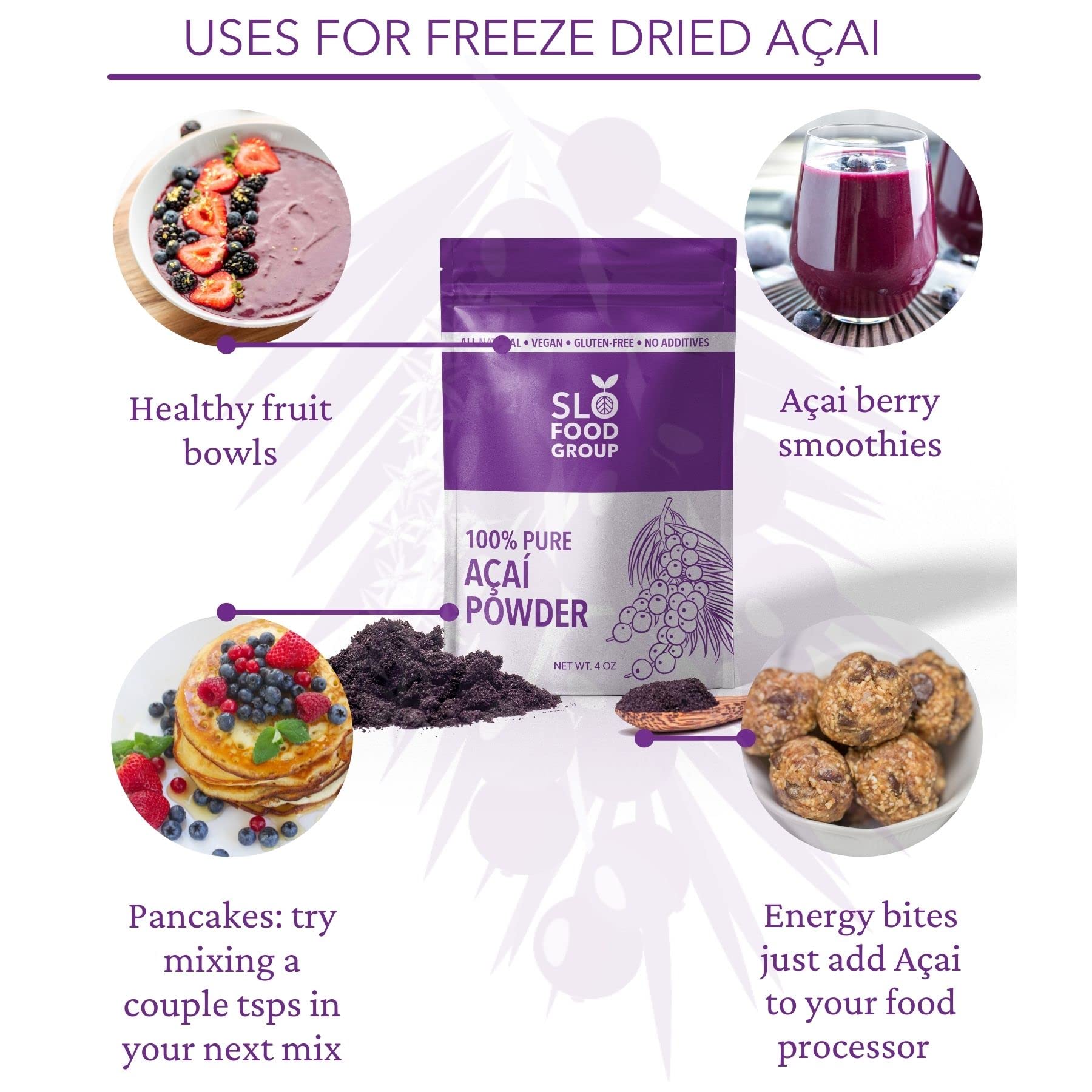 Slofoodgroup acai powder in a breakfast bowl showing rich color and flavor boost
