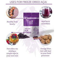 Slofoodgroup acai powder in a breakfast bowl showing rich color and flavor boost