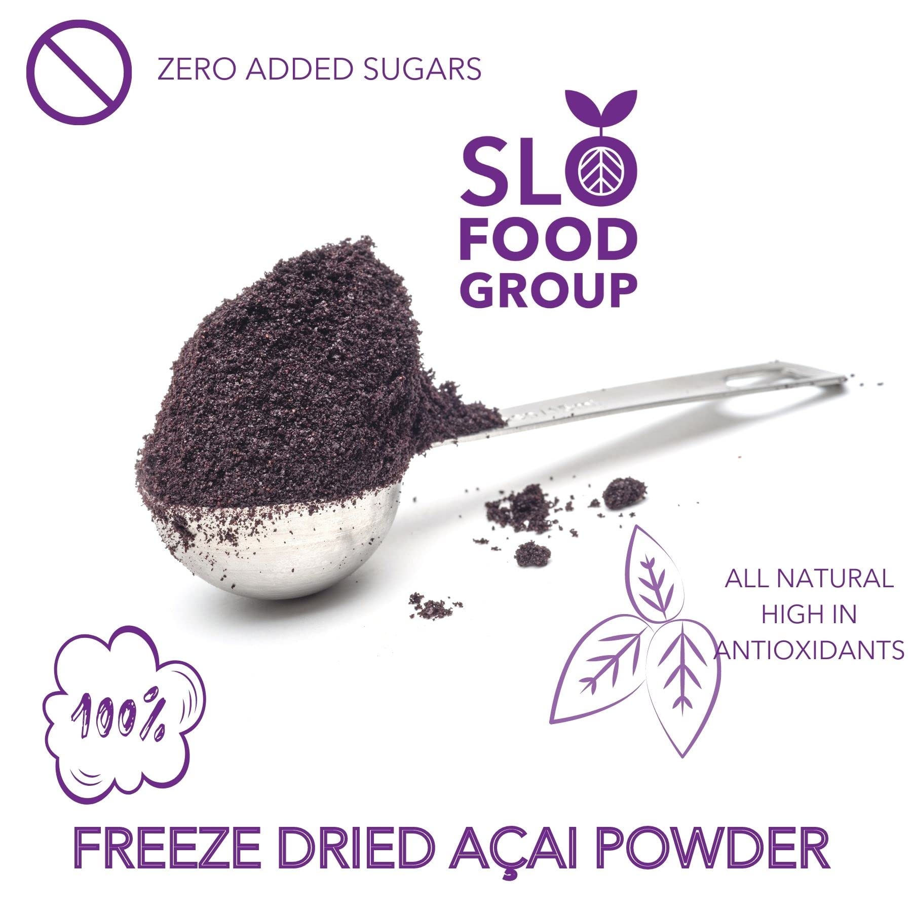 Slofoodgroup acai powder close-up texture highlighting vibrant color and mixability