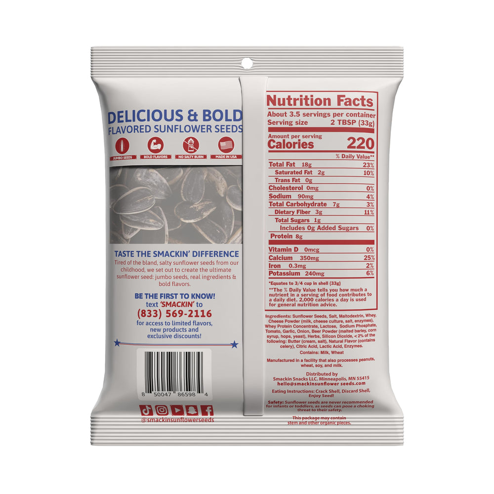 SMACKIN' nutrition label close-up showing ingredients and transparency benefit