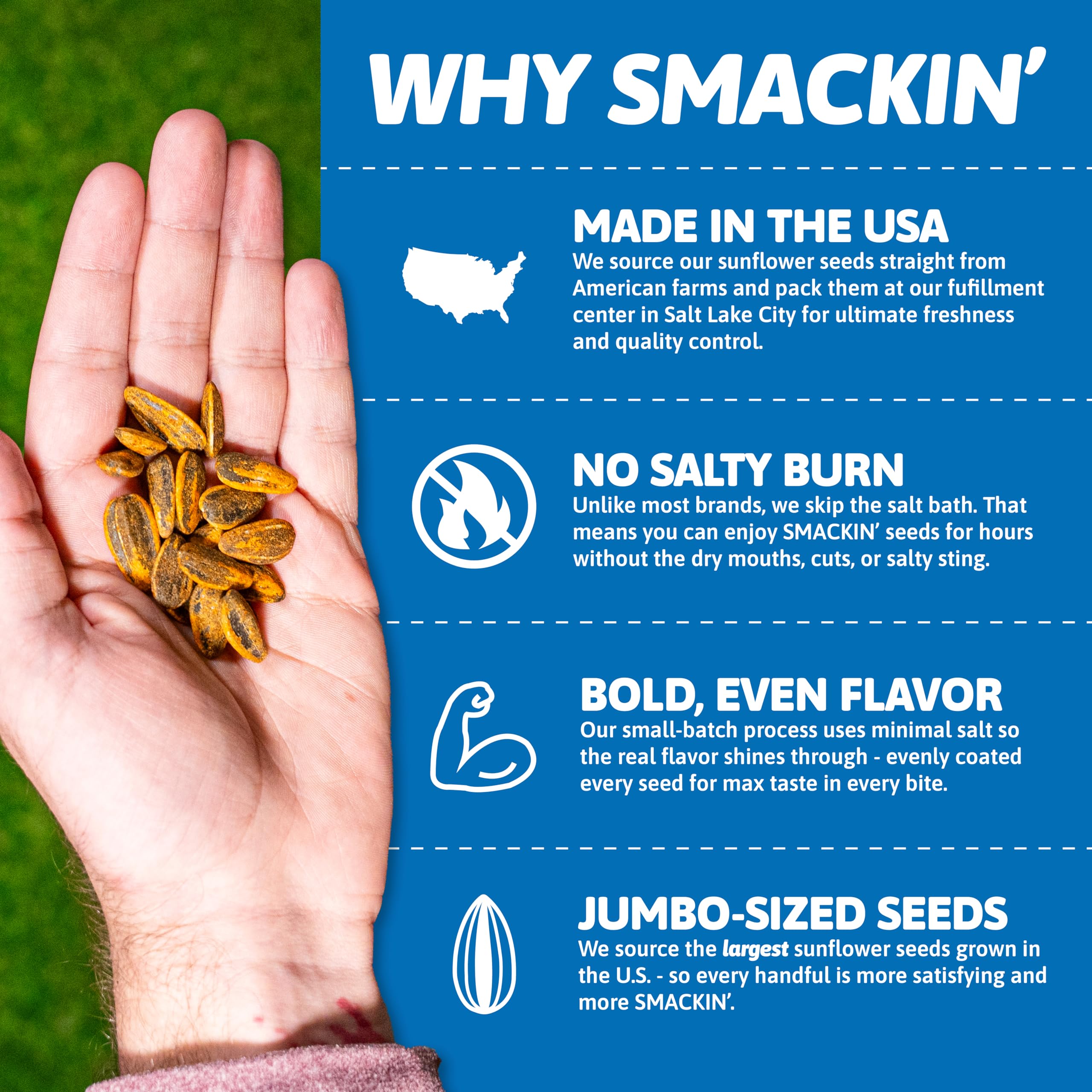 SMACKIN' roasted seed texture detail showing signature roast and flavor