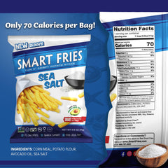 SMART FRIES opened single bag showing low calorie portion benefit