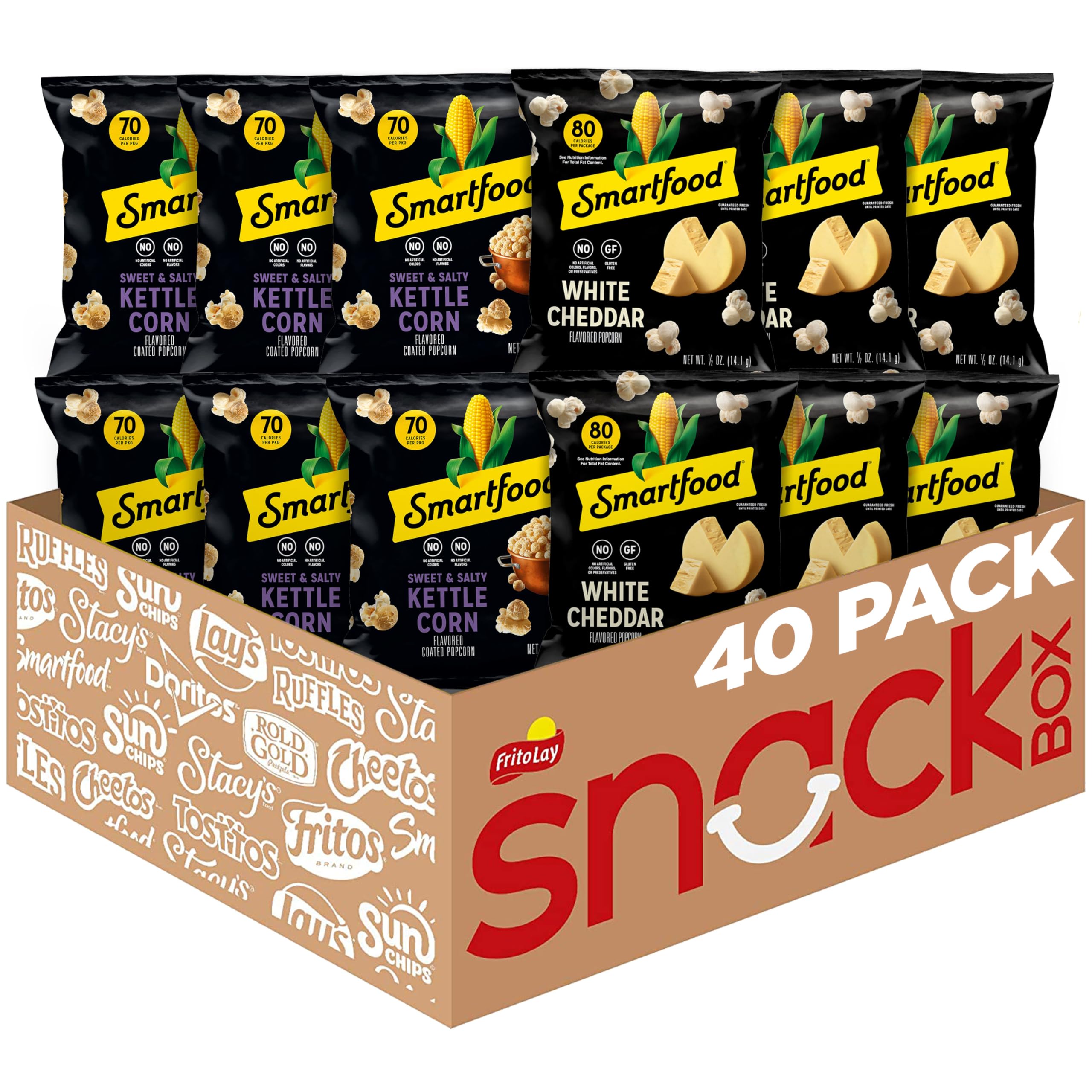 Smartfood front pack group showing all three included flavors and counts for variety