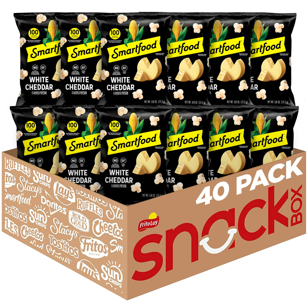 Smartfood front packaging showing white cheddar snack convenience and flavor