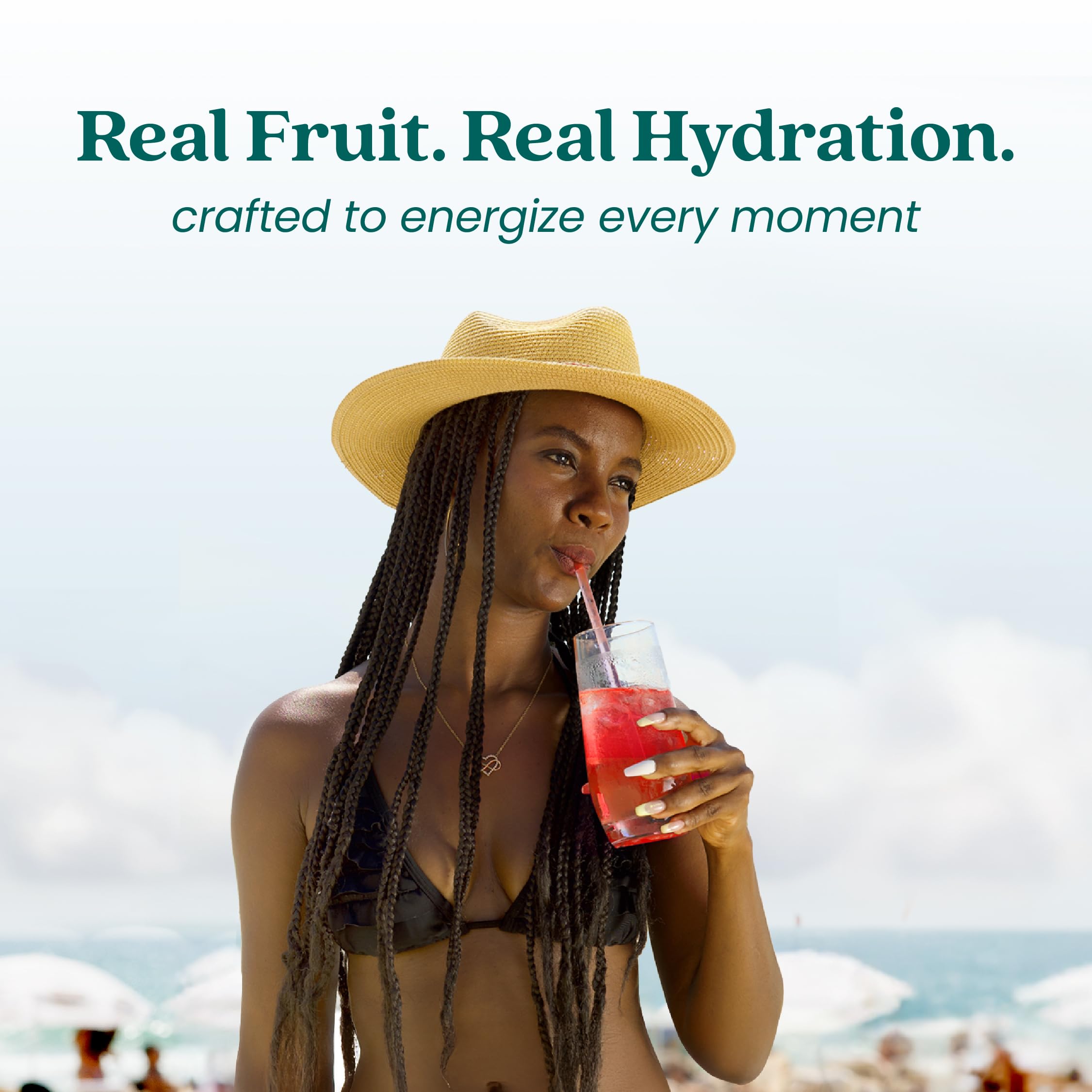 Smartfruit bottle on kitchen counter styled with fresh fruit for lifestyle appeal